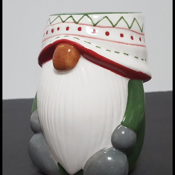 NEW RARE Pottery Barn Christmas Figural Festive Gnome 13 OZ Earthenware - Picture 3 of 7